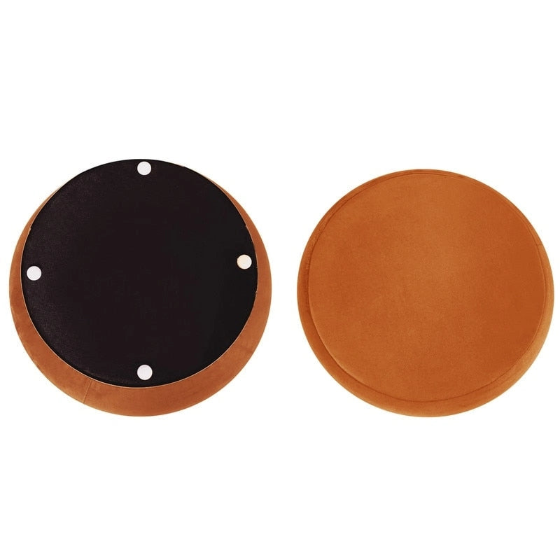Adeco Round Velvet Ottoman Upholstered Foot Stool