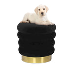 Adeco Round Velvet Ottoman Upholstered Foot Stool