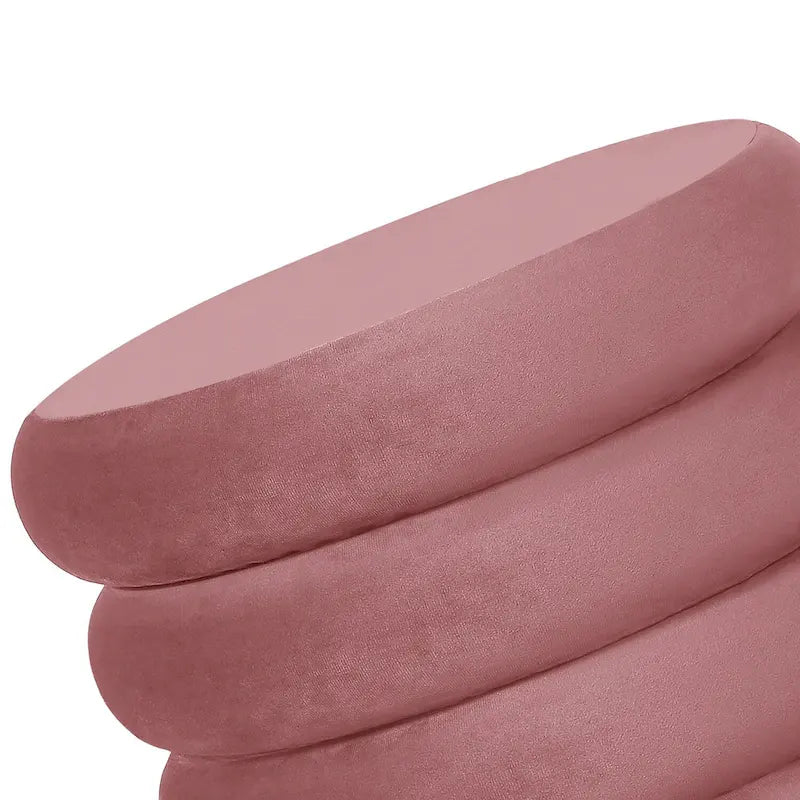 Adeco Round Velvet Ottoman Upholstered Foot Stool