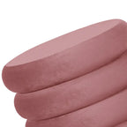 Adeco Round Velvet Ottoman Upholstered Foot Stool