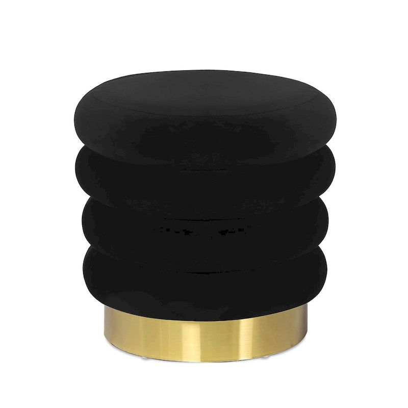 Adeco Round Velvet Ottoman Upholstered Foot Stool