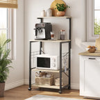 Kitchen Bakers Rack with Storage Shelves &USB Outlets, Microwave Oven Stand Kitchen Shelf Organizer