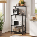 Kitchen Bakers Rack with Storage Shelves &USB Outlets, Microwave Oven Stand Kitchen Shelf Organizer