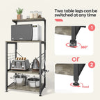 Kitchen Bakers Rack with Storage Shelves &USB Outlets, Microwave Oven Stand Kitchen Shelf Organizer