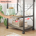 Kitchen Bakers Rack with Storage Shelves &USB Outlets, Microwave Oven Stand Kitchen Shelf Organizer