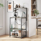 Kitchen Bakers Rack with Storage Shelves &USB Outlets, Microwave Oven Stand Kitchen Shelf Organizer