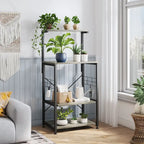 Kitchen Bakers Rack with Storage Shelves &USB Outlets, Microwave Oven Stand Kitchen Shelf Organizer