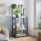 Kitchen Bakers Rack with Storage Shelves &USB Outlets, Microwave Oven Stand Kitchen Shelf Organizer