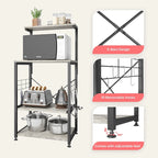 Kitchen Bakers Rack with Storage Shelves &USB Outlets, Microwave Oven Stand Kitchen Shelf Organizer