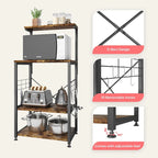 Kitchen Bakers Rack with Storage Shelves &USB Outlets, Microwave Oven Stand Kitchen Shelf Organizer