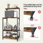 Kitchen Bakers Rack with Storage Shelves &USB Outlets, Microwave Oven Stand Kitchen Shelf Organizer
