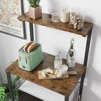 Kitchen Bakers Rack with Storage Shelves &USB Outlets, Microwave Oven Stand Kitchen Shelf Organizer