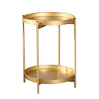Adeco Side Table 2-Tier Metal Round End Table with Removable Tray - 17.5(D)x 17.5(W)x 20.7(H)