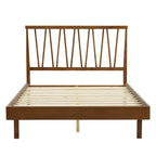 Wood V-Open Panel Headboard and Frame Platform Bed Set, Queen