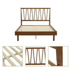 Wood V-Open Panel Headboard and Frame Platform Bed Set, Queen