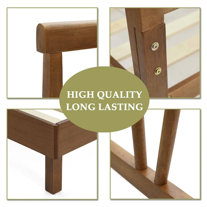 Wood V-Open Panel Headboard and Frame Platform Bed Set, Queen