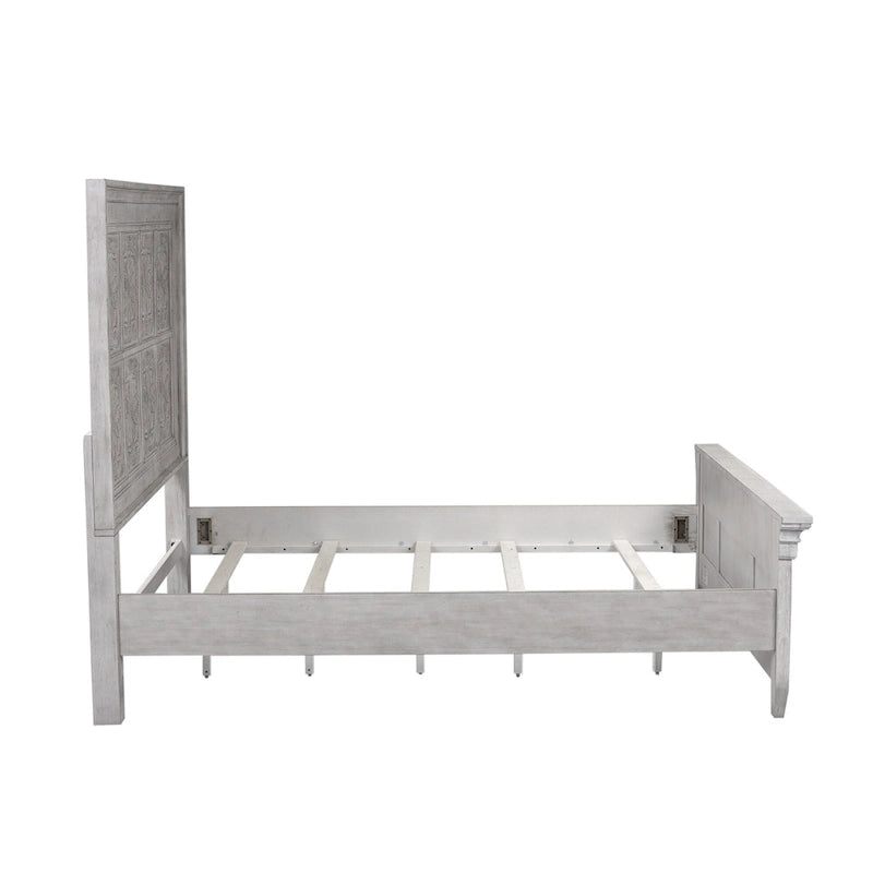 Heartland Antique White Tobacco King Opt Panel Bed