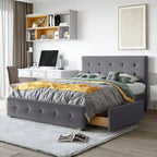 Platform Bed with Classic Headboard and 4 Drawers