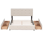 Platform Bed with Classic Headboard and 4 Drawers