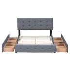 Platform Bed with Classic Headboard and 4 Drawers