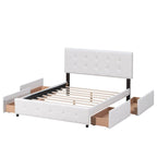 Platform Bed with Classic Headboard and 4 Drawers