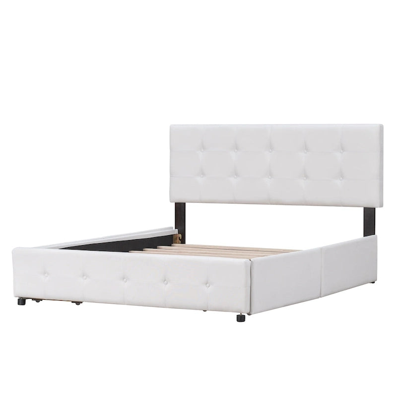 Platform Bed with Classic Headboard and 4 Drawers