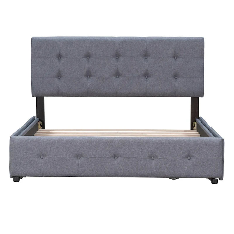 Platform Bed with Classic Headboard and 4 Drawers