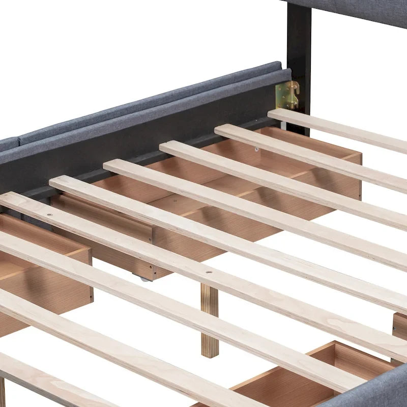 Platform Bed with Classic Headboard and 4 Drawers