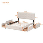 Platform Bed with Classic Headboard and 4 Drawers