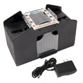 GSE 4-Deck Casino Automatic Card Shuffler, AC/DC-Power/Battery-Operated Electric Shuffler Machine for Card Games - Black