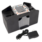 GSE 4-Deck Casino Automatic Card Shuffler, AC/DC-Power/Battery-Operated Electric Shuffler Machine for Card Games - Black