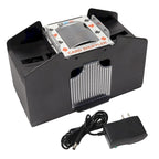 GSE 4-Deck Casino Automatic Card Shuffler, AC/DC-Power/Battery-Operated Electric Shuffler Machine for Card Games - Black