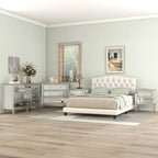 Upholstered Bed with Saddle Curved Headboard King