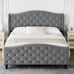 Tufted Upholstered Platform with Headboard and Footboard