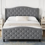 Tufted Upholstered Platform with Headboard and Footboard