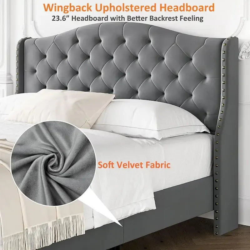 Tufted Upholstered Platform with Headboard and Footboard