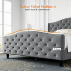 Tufted Upholstered Platform with Headboard and Footboard
