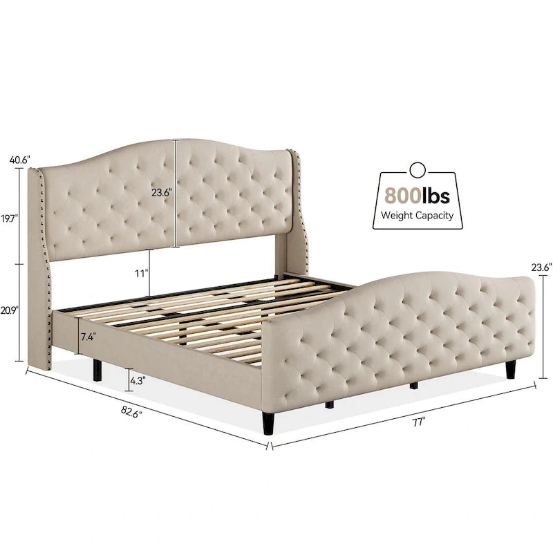 Tufted Upholstered Platform with Headboard and Footboard