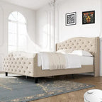Tufted Upholstered Platform with Headboard and Footboard