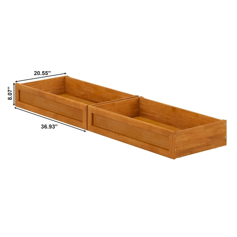 Twin-Full Mid-Century Modern Under Bed Storage Drawers