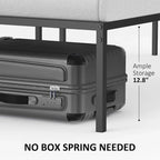 14 Inch Metal Bed Frame with Storage Platform, No Box Spring Needed, Load Up to 500Lbs