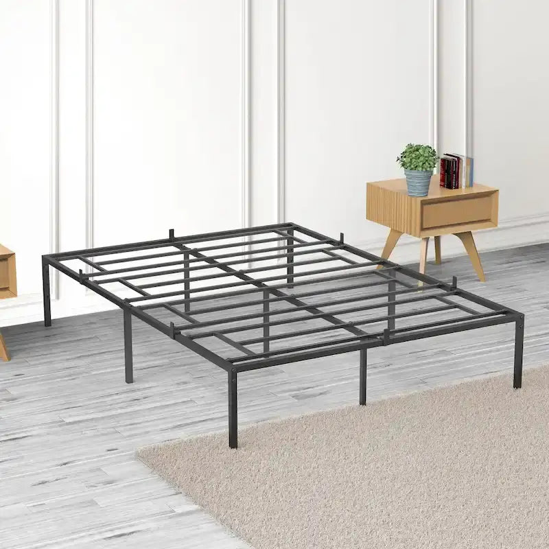 14 Inch Metal Bed Frame with Storage Platform, No Box Spring Needed, Load Up to 500Lbs