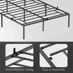 14 Inch Metal Bed Frame with Storage Platform, No Box Spring Needed, Load Up to 500Lbs