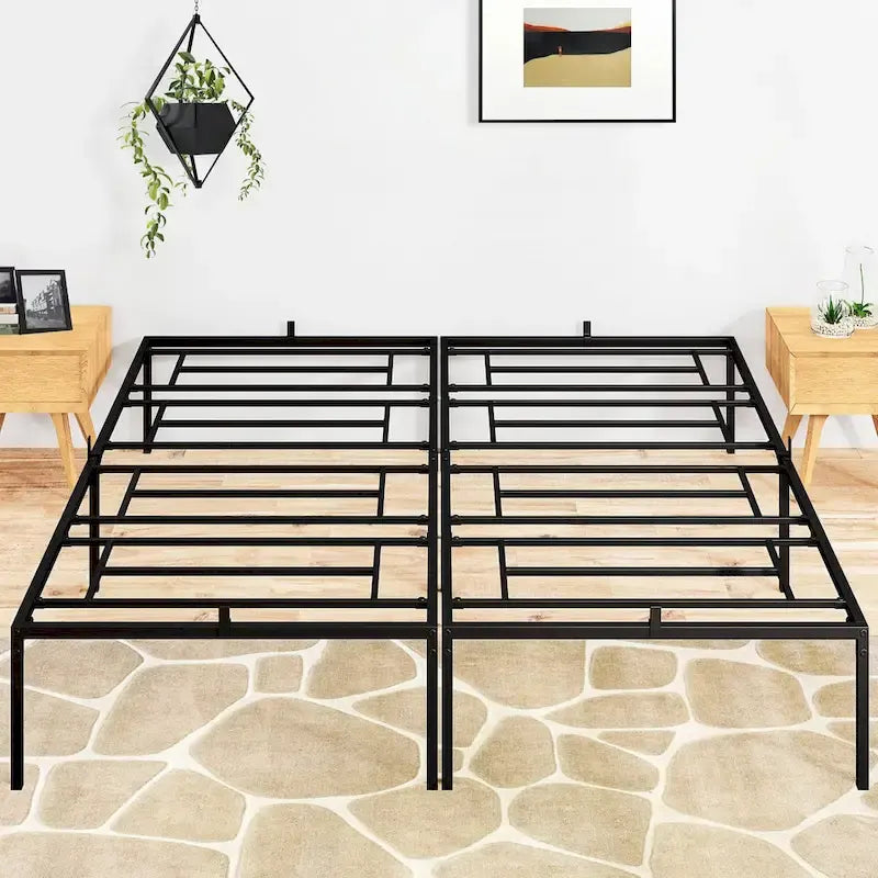 14 Inch Metal Bed Frame with Storage Platform, No Box Spring Needed, Load Up to 500Lbs