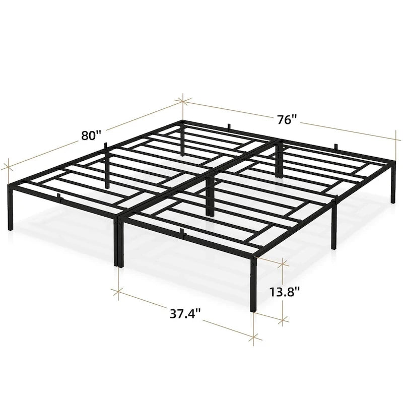 14 Inch Metal Bed Frame with Storage Platform, No Box Spring Needed, Load Up to 500Lbs