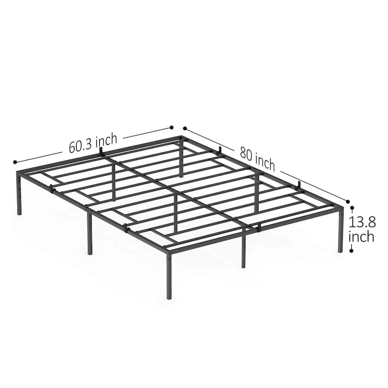 14 Inch Metal Bed Frame with Storage Platform, No Box Spring Needed, Load Up to 500Lbs