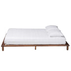 Alivia Mid-Century Modern Walnut Brown Finished Wood Bed Frame