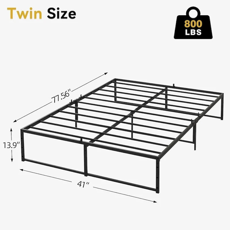 Bed Frame , No Box Spring Needed, with 14 inch Storage, Load Up to 800Lbs