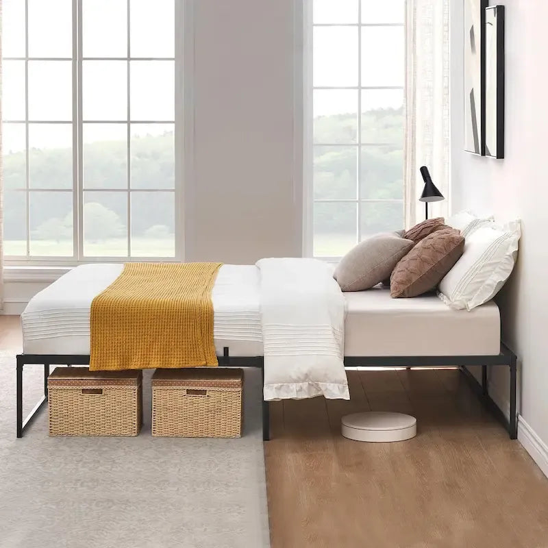 Bed Frame , No Box Spring Needed, with 14 inch Storage, Load Up to 800Lbs