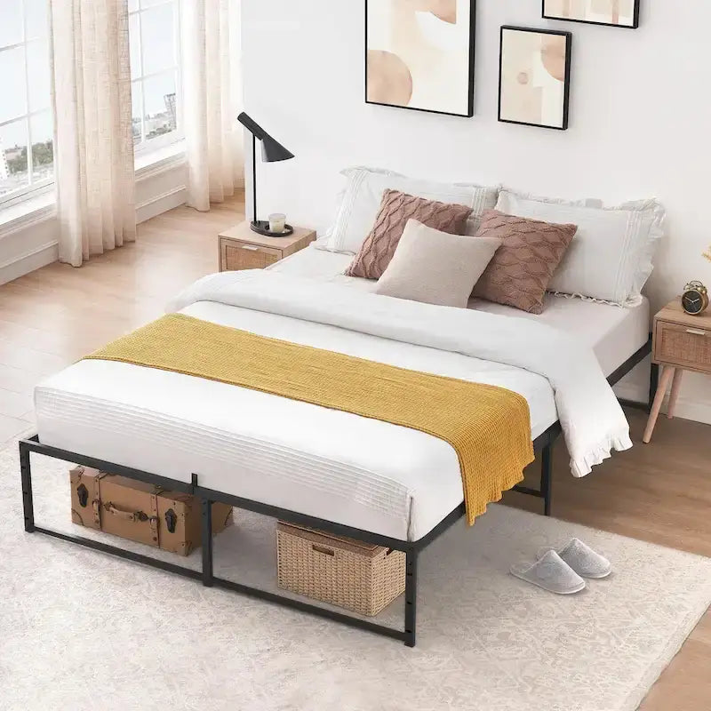 Bed Frame , No Box Spring Needed, with 14 inch Storage, Load Up to 800Lbs